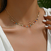 Colorful Brass & Glass Seed Beads Tassel Double Layered Necklaces for Beach Vacation PT2083-2