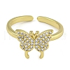 Brass Micro Pave Clear Cubic Zirconia Open Cuff Rings RJEW-Z046-07G-03-2