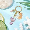 5Pcs Alloy Acrylic Cat Goldfish Keychains KEYC-JKC01214-4