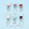 Butterfly & Crown Alloy Rhinestone Tassel Chain Dangle Beads OACR-N141-03-1