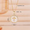Brass Micro Pave Clear Cubic Zirconia Flat Round Cross Pendant Necklaces for Women FS-WG5A333-04-1