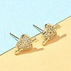 Heart Brass Micro Pave Clear Cubic Zirconia Stud Earrings EJEW-A132-08G-2