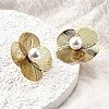 304 Stainless Steel Plastic Imitation Pearl Stud Earrings EJEW-D308-07G-4