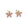 Elegant Sterling Silver Plum Cubic Zirconia Blossom Stud Earrings for Women VQ1749-15-1