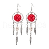 Resin and Synthetic Turquoise Pendants Earrings EJEW-JE06015-1