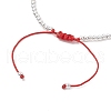 Brass Round Beads Braided Bead Bracelets for Women BJEW-JB11718-05-4