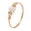 Mother's Day Jewellery Copper Wire Wrapped Natural Cultured Freshwater Pearl Beads Finger Rings for Women RJEW-JR00775-01-1