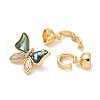 Butterfly Brass Micro Pave Clear Cubic Zirconia Fold Over Clasps KK-U059-28G-2