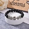 Natural Lava Rock Round Beads Essential Oil Anxiety Aromatherapy Stretch Bracelet for Girl Women Gift BJEW-JB07054-2