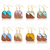 8 Pair 8 Color Resin & Wood Dangle Earrings with Iron Pins EJEW-AB00033-1