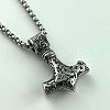 Vintage Punk Style Stainless Steel Viking Hammer Pendant Necklaces for Men EH8058-3