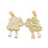 Rack Plating Brass Micro Pave Cubic Zirconia Pendants KK-B068-06G-2