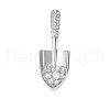 Brass Clear Cubic Zirconia Shovel Tool Brooch PW-WG6D099-02-1
