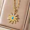 Vintage Elegant Brass Micro Pave Clear Cubic Zirocnia Enamel Evil Eye Daisy Pendant Necklaces for Women PF8870-2-1
