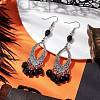 Halloween Skull Dyed Synthetic Turquoise & Alloy Dangle Earrings EJEW-JE05890-01-2