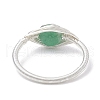 Horse Eye Natural Green Aventurine & Amethyst & Rose Quartz Finger Rings RJEW-JR00843-02-5