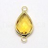 Golden Tone Brass Glass Teardrop Links connectors GLAA-J010A-HF06-G-2