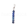12Pcs 12 Styles Natural Mixed Stone Faceted Round Beaded Pendants PALLOY-JF03556-02-2