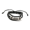 Braided PU Leather & Waxed Cords Triple Layer Multi-strand Bracelets BJEW-P329-08-2