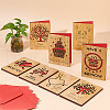 CRASPIRE Rectangle with Pattern Wooden Greeting Cards DIY-CP0006-75J-6