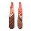 Transparent Resin & Walnut Wood Pendants RESI-N039-69E-3