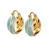 Brass Enamel Hoop Earrings EJEW-P308-06G-2