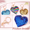 WADORN 6Pcs 6 Colors Valentine's Day Sequin Heart Pendant Keychain KEYC-WR0001-50-4