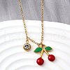 304 Stainless Steel Red Enamel Pendant Necklaces for Women NJEW-U043-02C-G-1