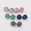 Flat Round 304 Stainless Steel Druzy Resin Ear Studs EJEW-JE01964-1