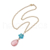 Glass & Synthetic Cherry Quartz Glass Teardrop Jewelry Set SJEW-JS01292-5