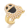 Ghost Brass Enamel Cuff Rings for Women RJEW-B117-02G-4