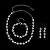 Flat Round Brass Rhinestone Chain Necklaces & Stud Earrings & Bracelets FS-WGE4E6D-07-1