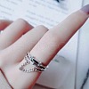Rectangle 925 Sterling Silver Enamel Adjustable Cuff Rings for Women FS-WGEEF9E-01-4