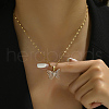 Fashionable Butterfly Stainless Steel Necklace with Zirconia for Women. PO8268-1