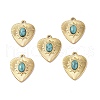 PVD Vacuum Plating 201 Stainless Steel Natural Turquoise Pendants STAS-C064-VC1017-4