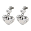 Heart Brass Stud Earrings Findings EJEW-A045-10P-1