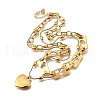 304 Stainless Steel Hollow Heart Pendant Double Layer Necklaces for Women NJEW-F341-01G-2