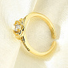 Flower Brass Micro Pave Clear Cubic Zirconia Cuff Rings for Women RJEW-S399-10G-2