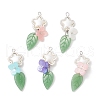 Handmade Lampwork Pendants with 304 Stainless Steel Jump Rings and Cellulose Acetate(Resin) Bead Caps and Tibetan Style Alloy Bead Frames Pendants PALLOY-JF03873-1