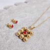 304 Stainless Steel Rhinestone Stud Earrings & Pendant Necklaces Sets FS-WG95951-04-1