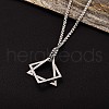 304 Stainless Steel Triangle & Rhombus Pendant Necklace with Box Chains JN1045C-2