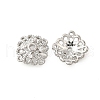 Flower Brass Clear Cubic Zirconia Bead Caps KK-V008-01P-1