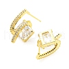 Clear Cubic Zirconia Stud Earrings EJEW-A026-08G-2