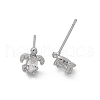 Brass & Clear Cubic Zirconia & Glass Stud Earrings EJEW-Q014-15P-2
