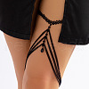 Alloy Jet Rhinestone Teardrop Tassel Elastic Body Leg Chains for Women WG337A7-11-1