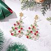 Christmas Trees Glass Beads Dangle Stud Earrings EJEW-TA00659-1