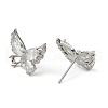 Brass Micro Pave Clear Cubic Zirconia Stud Earring Findings KK-C107-10P-2