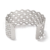 Non-Tarnish 304 Stainless Steel Hollow Rhombus Wide Open Cuff Bangles for Women BJEW-I315-04P-3