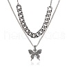 2Pcs Alloy Crystal Rhinestone Butterfly Pendant Necklaces for Women WG05CA5-04-2