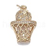 Brass Micro Clear Cubic Zirconia Pendants ZIRC-F120-034G-1